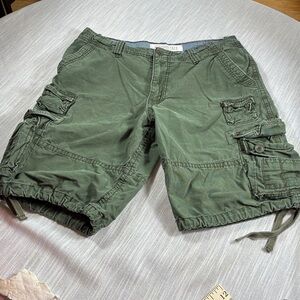 Y2K Aeropostale Baggy Green Cargo Drawstring Surplus 11” Inseam Vintage